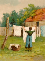 Donna che stende il bucato, fine XIX-inizio XX secolo