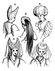 Copricapi femminili, 15° secolo, 1910