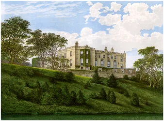 Workington Hall, Cumberland, casa della famiglia Curwen, c1880