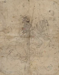 Adorazione di Brijnathji e Svamini recto, Ritratto equestre verso