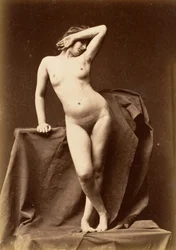 Giovane donna, nuda, di fronte con mano sul viso, 1860s