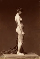 Giovane donna, nuda, figura intera di profilo, 1860s