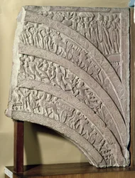 Architrave di un portale, arenaria rossa, Mathura, UP, II secolo d.C.