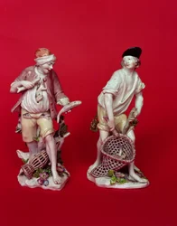 Figure di pescatori ubriachi di Chelsea dopo gli originali di Meissen c.1755