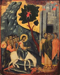 Ingresso a Gerusalemme, icona delle Isole Ionie, XVII secolo