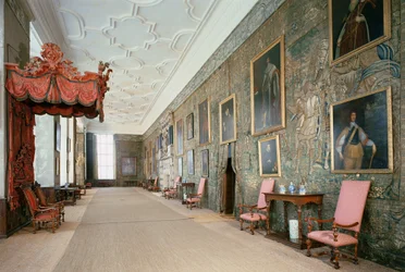 Hardwick Hall (1590-97), Interno della Long Gallery, Derbyshire, UK