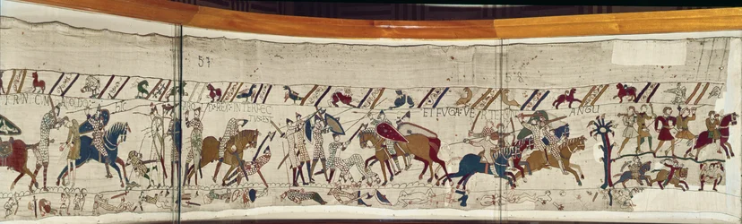 Il re Aroldo viene ucciso e gli inglesi fuggono, Arazzo di Bayeux