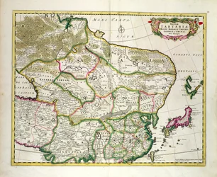 Mappa della Mongolia che mostra parte della Russia, Giappone e Cina, c.1680, di Frederick de Wit