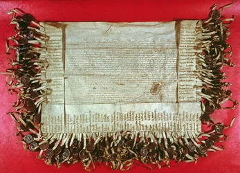 Lettera medievale di protesta della nobiltà boema contro il trattamento del Concilio di Costanza verso Jan Hus (c.1369-1415), 1415-16