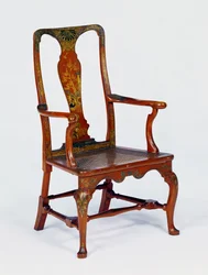 Poltrona rossa giapponese di Anna con gambe a cabriole, c.1710