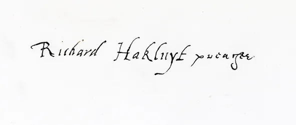Firma di Richard Hakluyt (c.1552-1616)