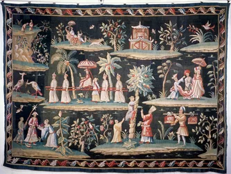 Arazzo in stile Chinoiserie di John van der Bank, Soho Tapestry Works, inizio XVIII secolo
