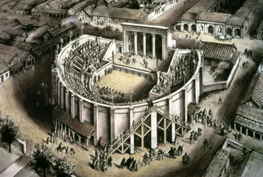 Ricostruzione del teatro, romano II secolo