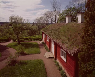 Vista della casa e dei giardini di Carl Linnaeus, Hammarby, Uppsala, Svezia