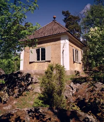 Vista del deposito di esemplari della casa di Carl Linnaeus, Hammarby, Uppsala, Svezia