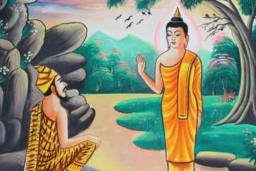 20151103, Kasi, Laos: Dipinto che raffigura la storia della vita di Shakyamuni Buddha