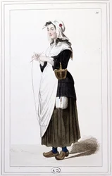 Una magliaia della ghigliottina nel 1793. c.1810 (incisione)