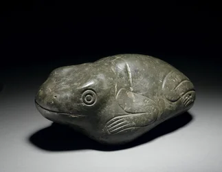 Una rara rana di pietra azteca, c.1200-1521
