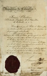 Atto di elevazione del villaggio San Miguel de Ibarra da parte di Simon Bolivar
