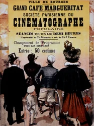 Pubblicità per cinematografo a Bourges, Francia, c. 1895