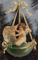 Un angelo porta un messaggio - Cartolina datata 1904