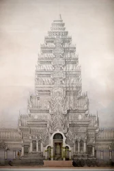 Museo delle Civiltà Asiatiche, Angkor, Esplorando la città sacra della Cambogia, Vista frontale dei primi tre recinti di Angkor Wat, Louis Delaporte, Cambogia