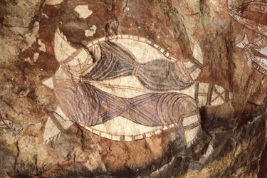 Australia, Territorio del Nord, Arnhem Land, Parco Nazionale Kakadu, Nourlangie Rock, pitture rupestri aborigene