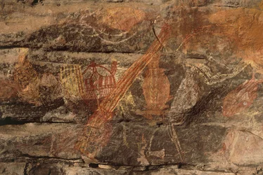 Australia, Territorio del Nord, Terra di Arnhem, Parco nazionale Kakadu, Obiri Rock, pitture rupestri aborigene