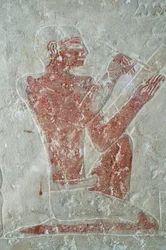 Bassorilievo nel Museo Egizio del Cairo: scrittore, Il Cairo, Egitto