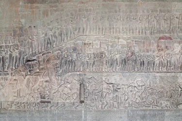 Bassorilievi sulla galleria meridionale di Angkor Wat, Cambogia