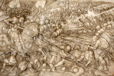 Basilica di Saint-Denis, Tomba di Francesco I re di Francia e Claudia di Francia, Basso rilievo della Fondazione, Rappresentazione della battaglia di Marignano nel 1515 - l