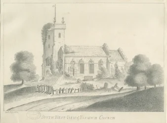 Chiesa di Baswich (disegno a matita, luglio 1831)