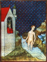 Bathsheba dopo una miniatura della Bibbia dei Sensi del XIV secolo