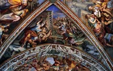 Scene bibliche, affreschi (XVIII secolo) dalla volta della Cattedrale di San Bartolomeo, Lipari, Isole Eolie (Lista del Patrimonio Mondiale UNESCO, 2000), Sicilia, Italia