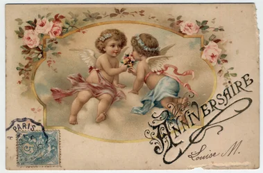 Cartolina di auguri di compleanno - Cartolina fine XIX-XX secolo