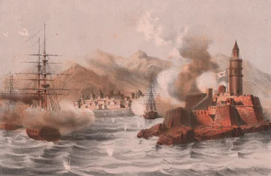 Bombardamento di Palermo, con navi in primo piano