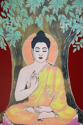 Buddha che dà una benedizione, Thangka, Kathmandu, Nepal