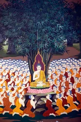 Buddha che insegna ai discepoli