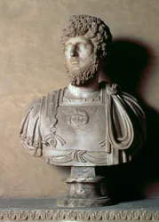 Busto di Lucio Aurelio Vero, romano, II secolo (marmo)