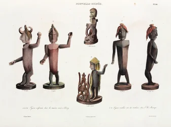 Figure in legno intagliato, Nuova Guinea