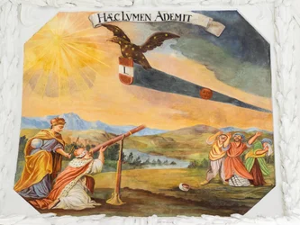 Affresco sul soffitto nella navata della Chiesa di Santa Caterina, rappresentazioni allegoriche delle vittorie dell