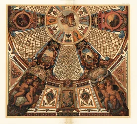 Pittura del soffitto nella Galleria degli Uffizi, Firenze