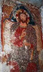 Cristo Maestro, affresco nella cripta, Santuario di Maria delle Scale (XVIII secolo), Massafra, Puglia, Italia