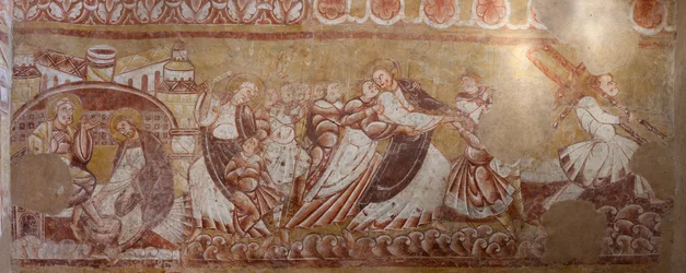 Chiesa (Église Saint-Martin). Interno. Affreschi. Parete nord del coro (dettaglio)