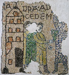 Chiesa di San Giovanni Evangelista, Quarta Crociata, Frammenti di pavimenti a mosaico rappresentanti i Veneziani, Ravenna, Emilia-Romagna, Italia