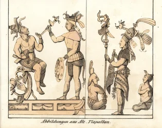 Collezione di disegni di Tlapallan (Messico). Litografia per il libro: “Galerie complete en tableaux fideles des peuples d