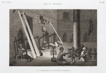 Cotone e seta, tessitura, laboratorio del tessitore, Egitto, c 1798