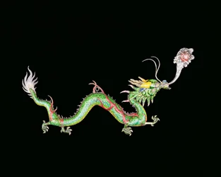 Drago che insegue una perla fiammeggiante, dettaglio decorativo dalla base di un giardiniere d