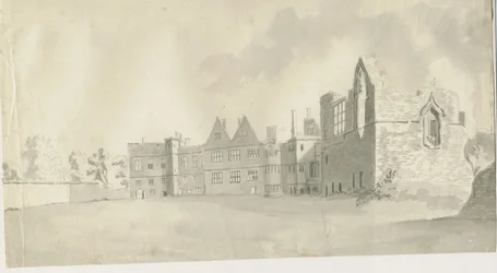 Castello di Dudley - Il Mastio: disegno a lavaggio seppia, nd [c 1790]