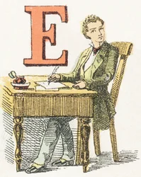 E - Scrittore - Alfabeto Infantile, Edizioni Gordinne 1920